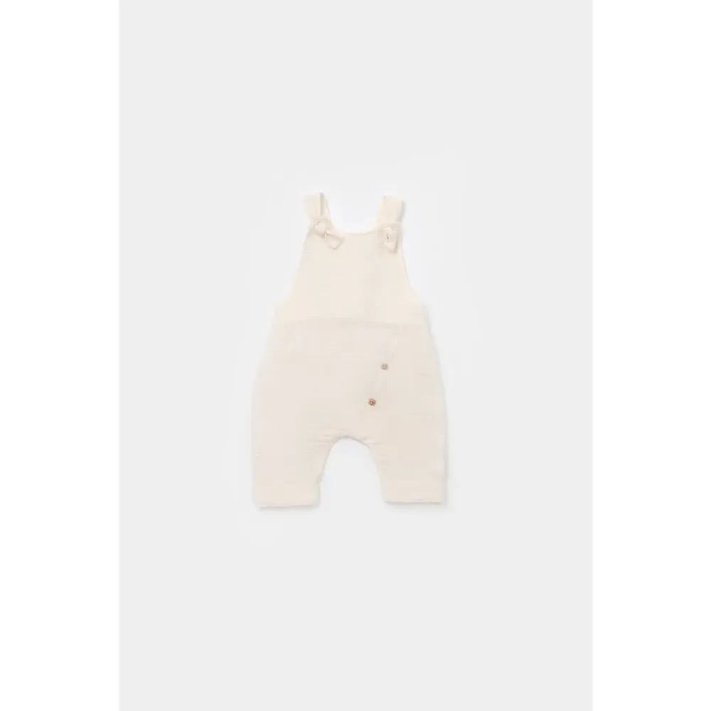 Organic Cotton Baby Overalls White 18-24M GOTS Certified Romper - Picture 4 of 8